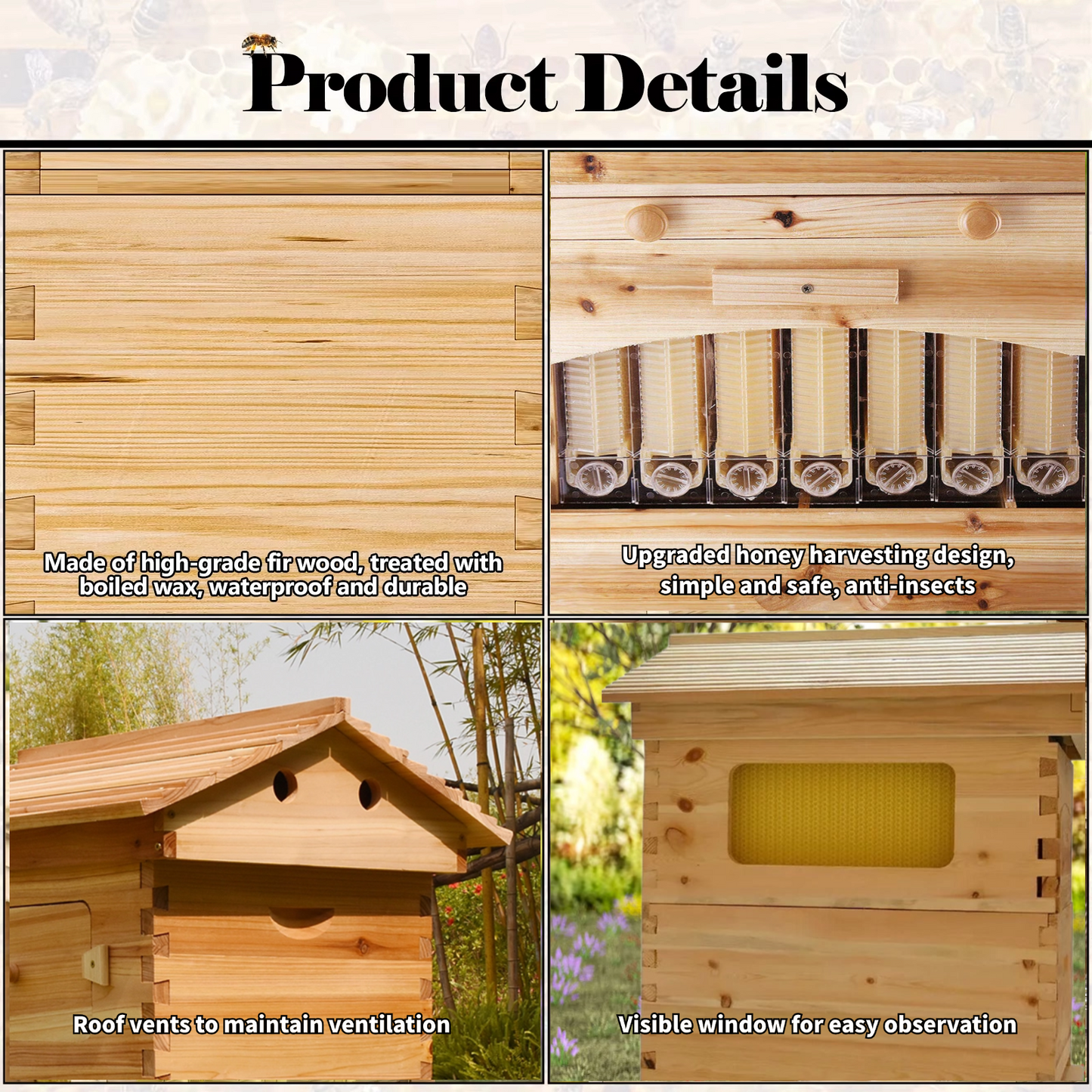 7 Pcs Flowing Honey Hive Bee Hive Starter Kit