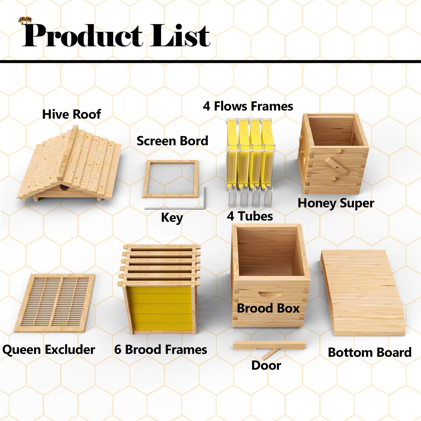 4Pcs Flowing Honey Bee Hive Box Starter Kit