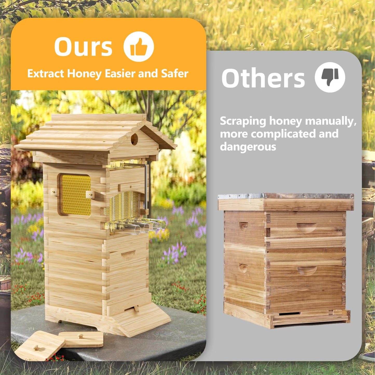 4Pcs Flowing Honey Bee Hive Box Starter Kit